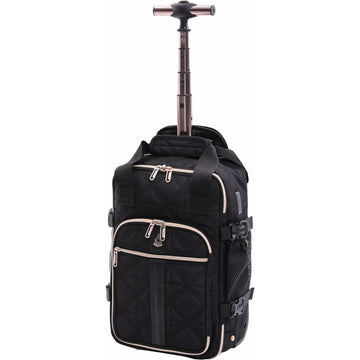 Aerolite 40x20x25 Ryanair Maximum Size Backpack Trolley Bag with 2 Wheels Eco-Friendly Cabin Luggage Approved Extendable Handle Travel Carry On Holdall Flight Rucksack with 10 Year Warranty (Quilted) - Aerolite UK